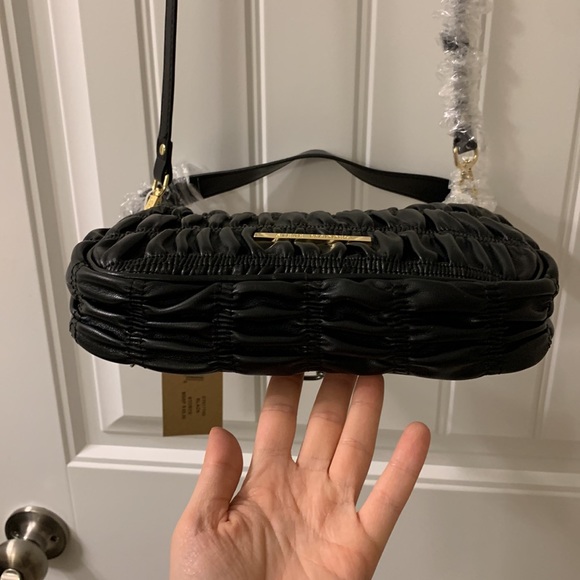 Prada Like Steve Madden Black Crinkle Leather Crossbody - Picture 8 of 13